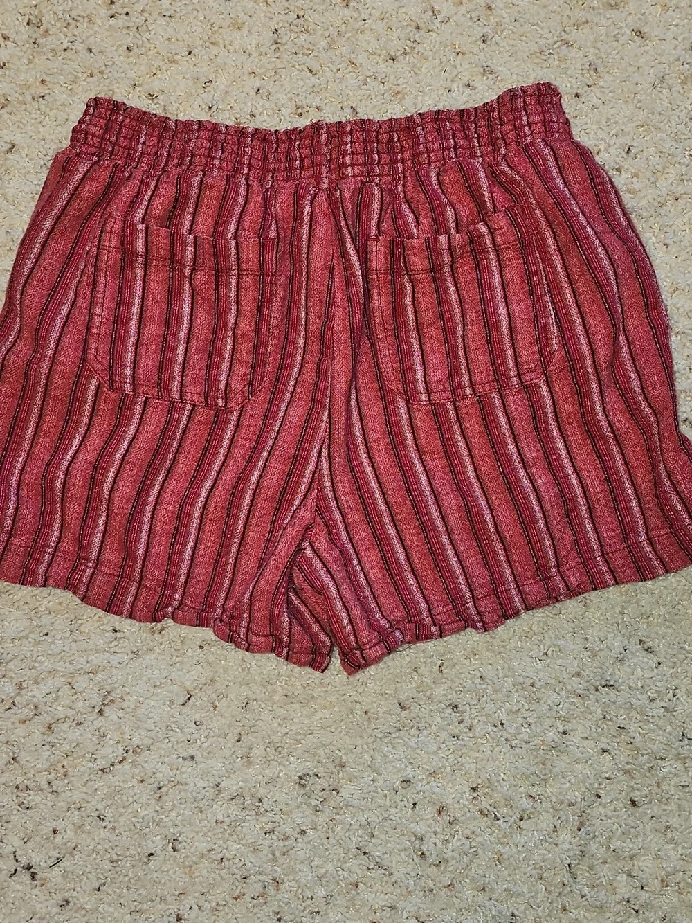 Briggs New York Red Striped Drawstring Linen Blend Women's Shorts - Picture 4 of 4